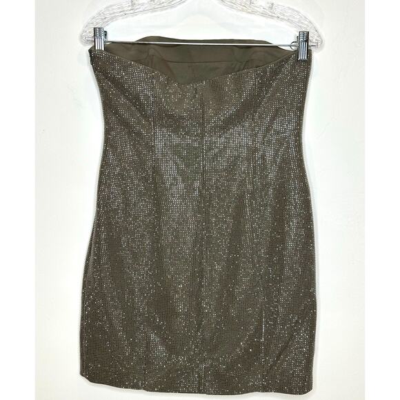 Zara Rhinestone strapless women's party dress taupe brown size Medium. in EUC - Picture 7 of 12